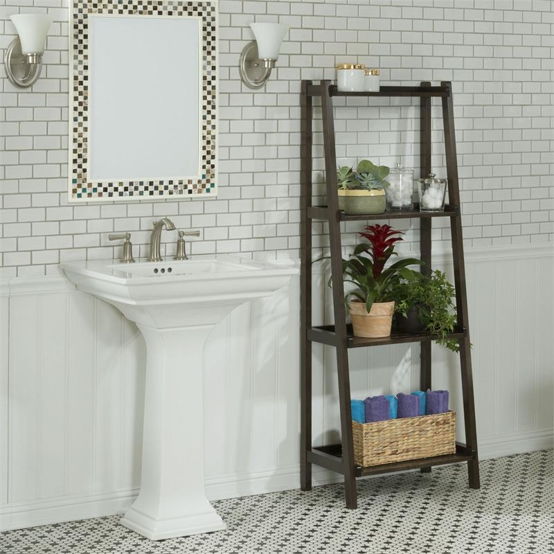 New Ridge Home Goods Dunnsville 4-tier Wood Ladder Shelf Bookcase in Espresso