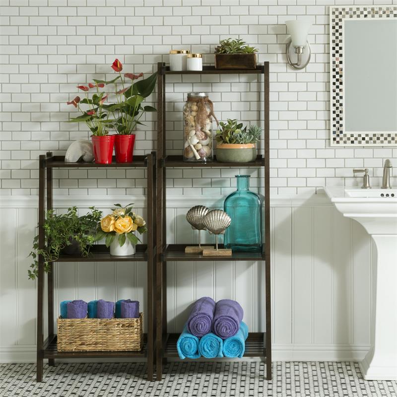 New Ridge Home Goods Dunnsville 4-tier Wood Ladder Shelf Bookcase in Espresso