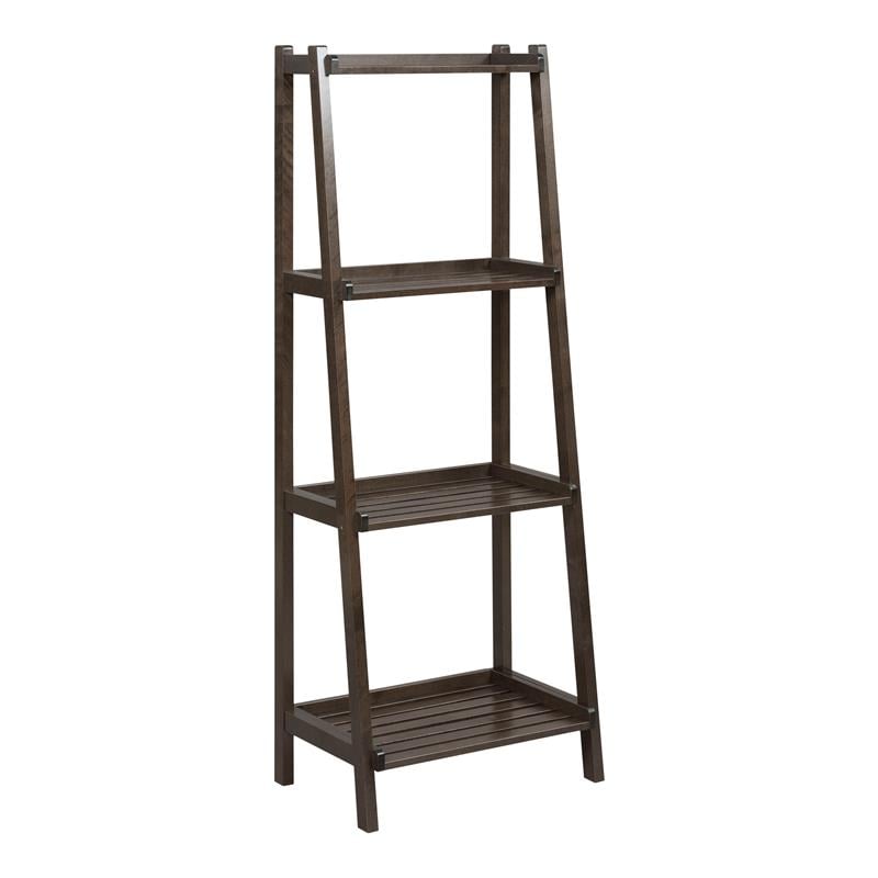 New Ridge Home Goods Dunnsville 4-tier Wood Ladder Shelf Bookcase in Espresso