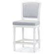 Charleston 26in. White Counter-Height Bar Stool with Gray Upholstery