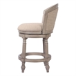 Emily 26in. Barrel-Back Swivel Counter-Height Stool- Gray with Beige Upholstery