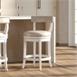 Pasha 26in. Counter-Height Swivel Bar Stool- White with Gray Faux Leather Seat