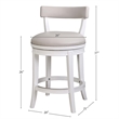 Pasha 26in. Counter-Height Swivel Bar Stool- White with Gray Faux Leather Seat