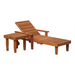 Best Redwood 24&quot Solid Wood Outdoor Chaise Lounge in Natural