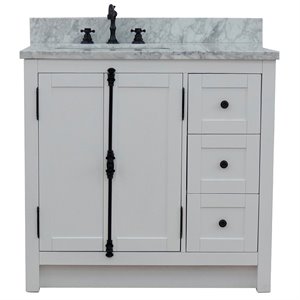 Plantation 37&quot Solid Wood Single Vanity with Left Rectangle Sink in Glacier Ash