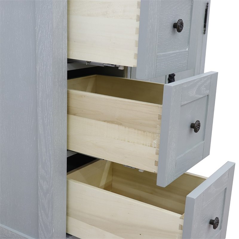 Plantation Solid Wood Vanity with Right Oval Sink in Gray Ash