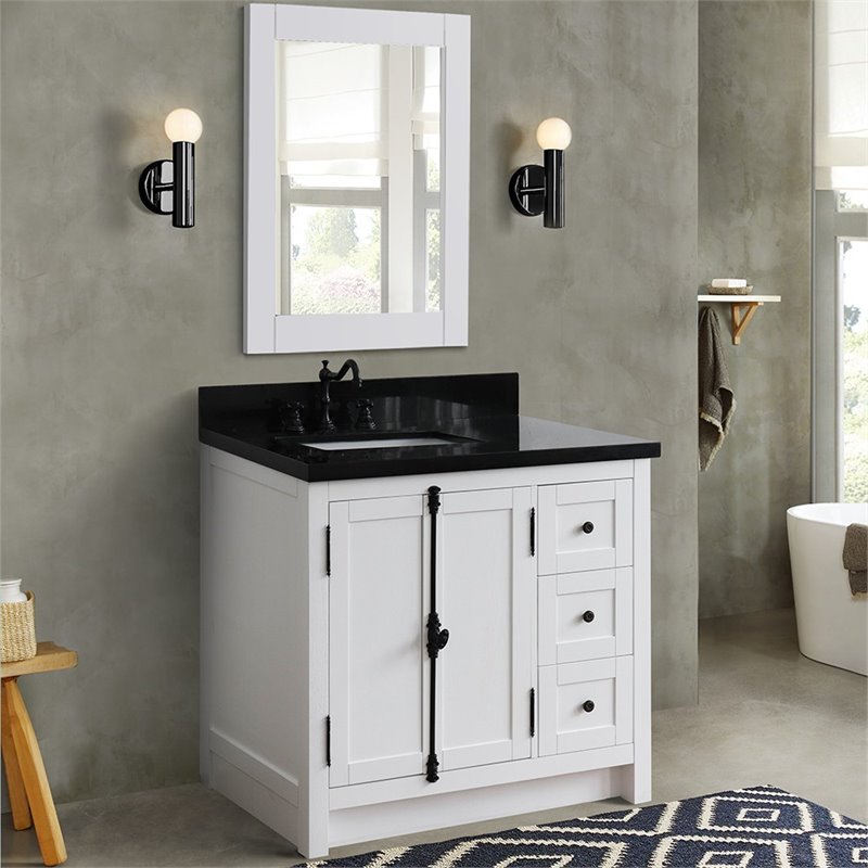 Plantation Solid Wood Vanity with Left Rectangle Sink in Ash/Black