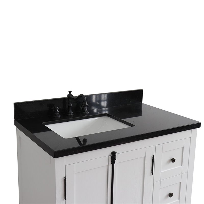 Plantation Solid Wood Vanity with Left Rectangle Sink in Ash/Black