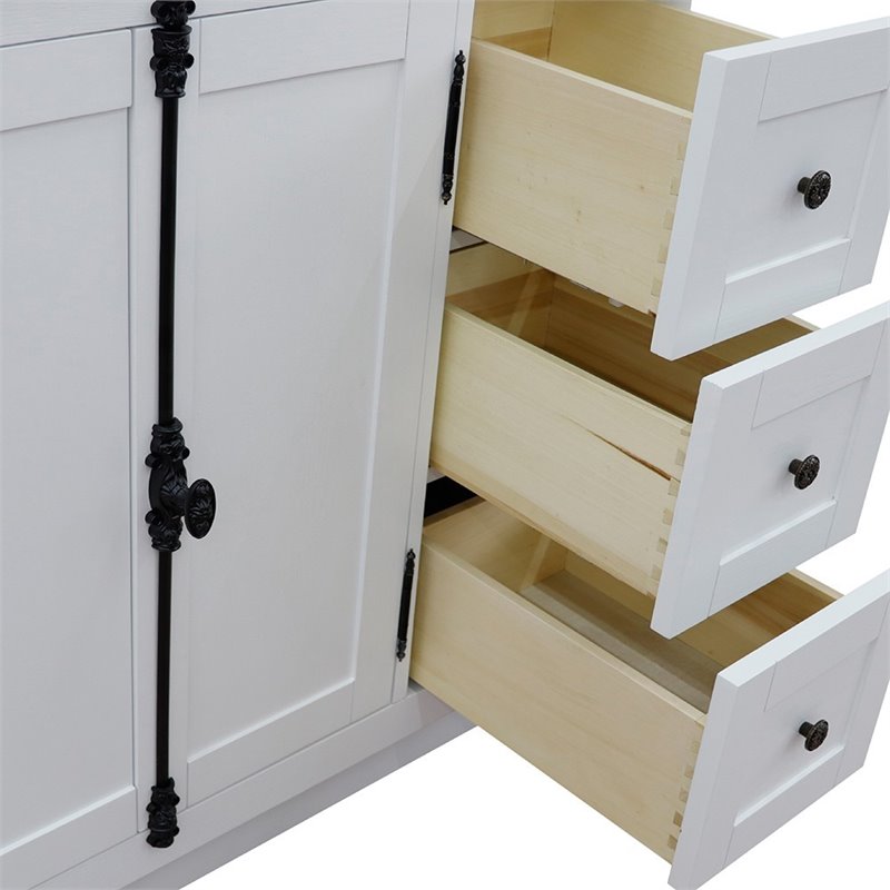 Plantation Solid Wood Vanity with Left Rectangle Sink in Ash/Black