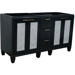 Trento 60&quot Modern Double Solid Wood Vanity in Dark Gray (Cabinet Only)