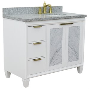 Trento 43&quot Solid Wood Vanity with Right Oval Sink in White/Gray