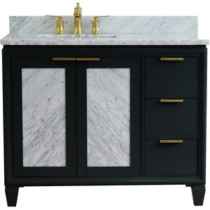Trento Solid Wood Vanity with Left Rectangle Sink in Gray/White