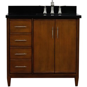 MCM 37&quot Solid Wood Vanity with Right Rectangle Sink in Walnut/Black