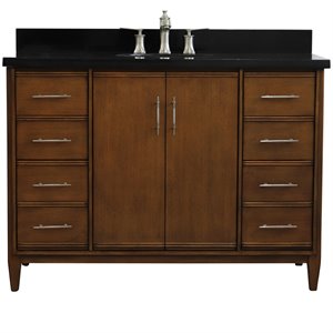 MCM 49&quot Single Oval Sink Solid Wood Vanity in Walnut/Black Galaxy