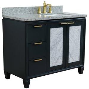 Trento 43&quot Solid Wood Vanity with Right Rectangle Sink in Dark Gray
