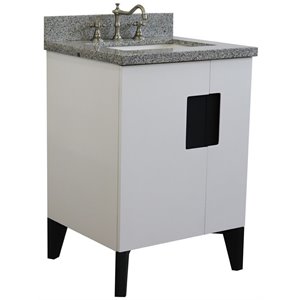 Kolb 25&quot Single Rectangle Sink Vanity with Gray Granite Stone in White