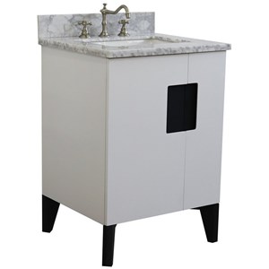 Kolb 25&quot Single Rectangle Sink Vanity with White Marble Stone in White