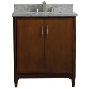 MCM 31&quot Single Rectangle Sink Vanity with Gray Granite Stone in Walnut