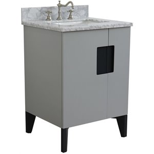 Kolb 25&quot Single Rectangle Sink Vanity with White Marble Stone in Gray