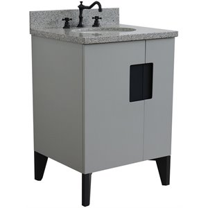 Kolb 25&quot Single Oval Sink Vanity with Gray Granite Stone in Light Gray