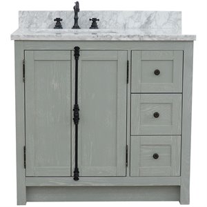 Plantation Solid Wood Single Wooden Vanity  with Left Rectangle Sink in Gray Ash