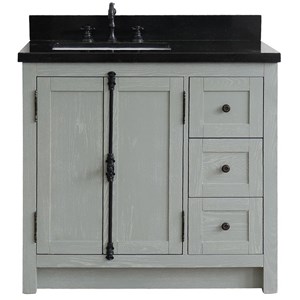 Plantation Solid Wood Single Vanity with Left Rectangle Sink in Ash/Black