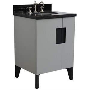 Kolb 25&quot Oval Sink Solid Wood Vanity with Black Granite Stone in Light Gray