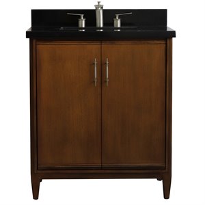 MCM 31&quot Rectangle Sink Solid Wood Vanity with Black Granite Stone in Walnut