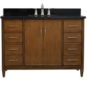 MCM 49&quot Rectangle Sink Solid Wood Vanity with Black Granite Stone in Walnut