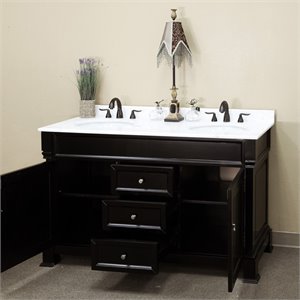 60&quot 3-Drawer Traditional Double Sink Solid Wood Vanity in Espresso