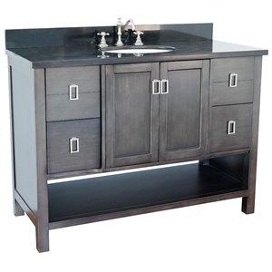 Monterey 49&quot Oval Sink Solid Wood Vanity in Silvery Brown/Black Galaxy