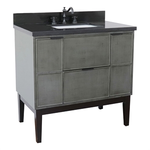 Scandi 37&quot Rectangle Sink Solid Wood Vanity in Linen Gray/Black