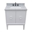 Stora Rectangle Sink Solid Wood Vanity with Gray Granite Stone Top in White