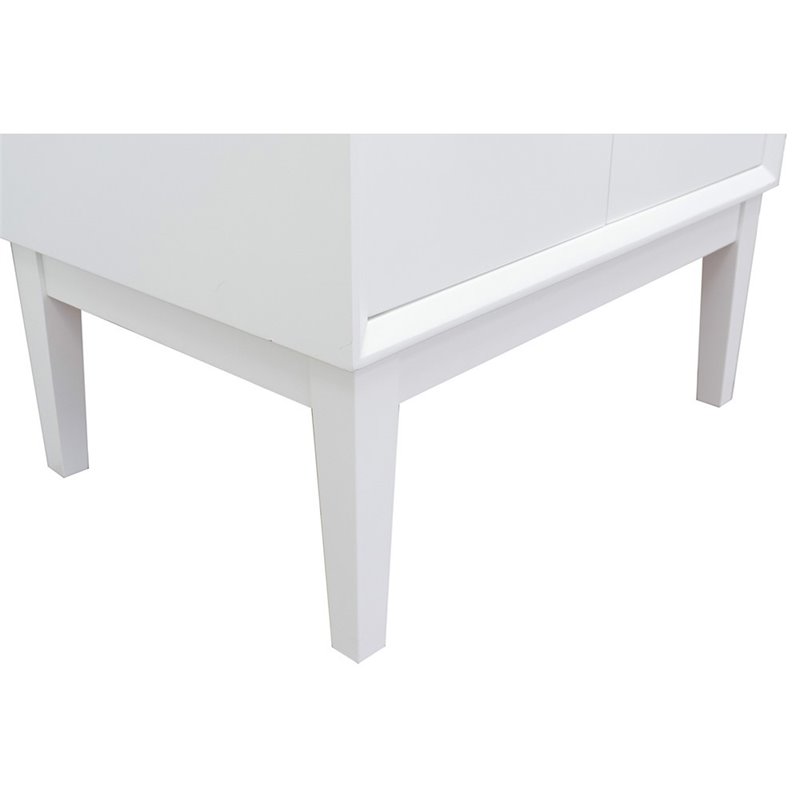 Stora Rectangle Sink Solid Wood Vanity with Gray Granite Stone Top in White