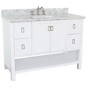 Monterey 49&quot Rectangle Sink Solid Wood Vanity in White/White Carrara