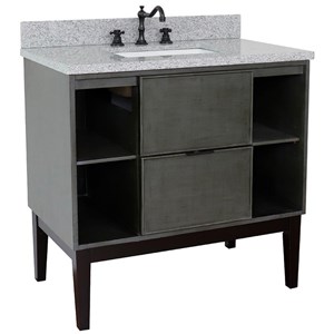 Scandi 37-inch Single Rectangle Sink Solid Wood Vanity in Linen Gray