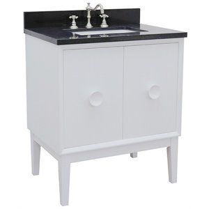 Stora Rectangle Sink Solid Wood Vanity with Black Galaxy Top in White