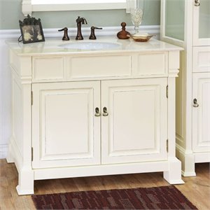 42&quot Traditional Single Sink Solid Wood Vanity in Cream White