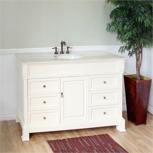 50&quot Traditional Single Sink Solid Wood Vanity in Cream White