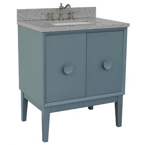Stora 31&quot Single Rectangle Sink Vanity in Aqua Blue/Gray Granite Stone