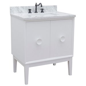 Stora Rectangle Sink Solid Wood Vanity with White Carrara Top in White
