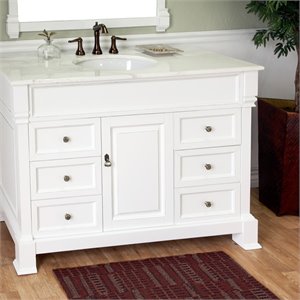 50&quot 6-Drawer Traditional Single Sink Solid Wood Vanity in White