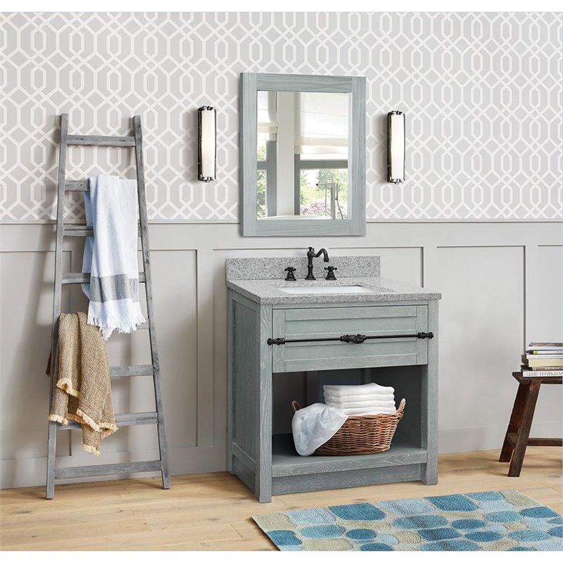 Plantation Single Rectangle Sink Solid Wood Vanity in Gray Ash