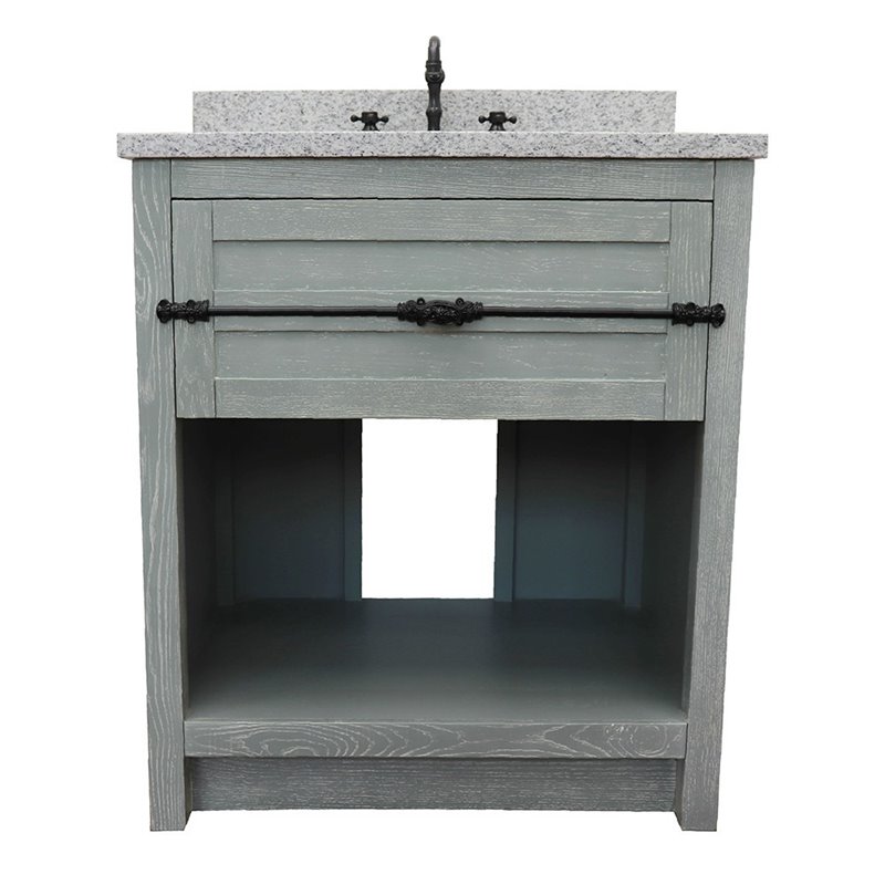 Plantation Single Rectangle Sink Solid Wood Vanity in Gray Ash