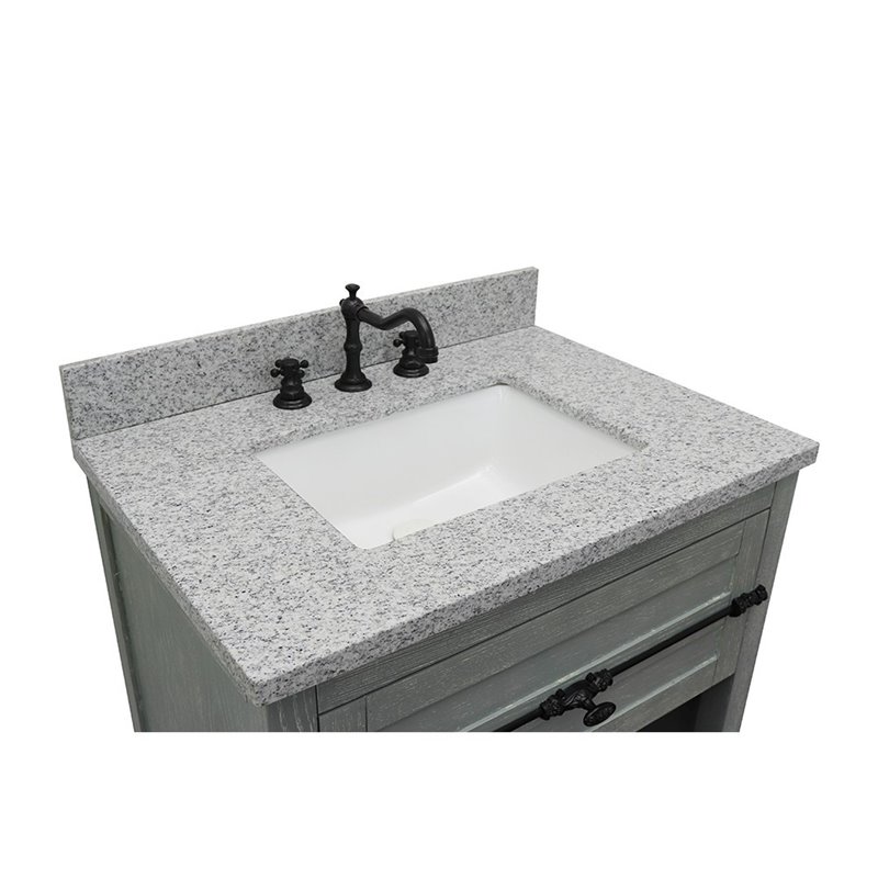 Plantation Single Rectangle Sink Solid Wood Vanity in Gray Ash