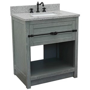 Plantation Single Rectangle Sink Solid Wood Vanity in Gray Ash