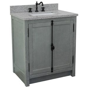 Plantation Modern Single Rectangle Sink Solid Wood Vanity in Gray Ash