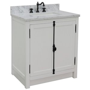 Plantation Solid Wood Rectangle Sink Vanity in Glacier Ash/White Carrara