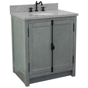 Plantation Modern Single Oval Sink Solid Wood Vanity in Gray Ash