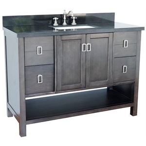 Monterey 49&quot Rectangle Sink Solid Wood Vanity in Brown/Black Galaxy